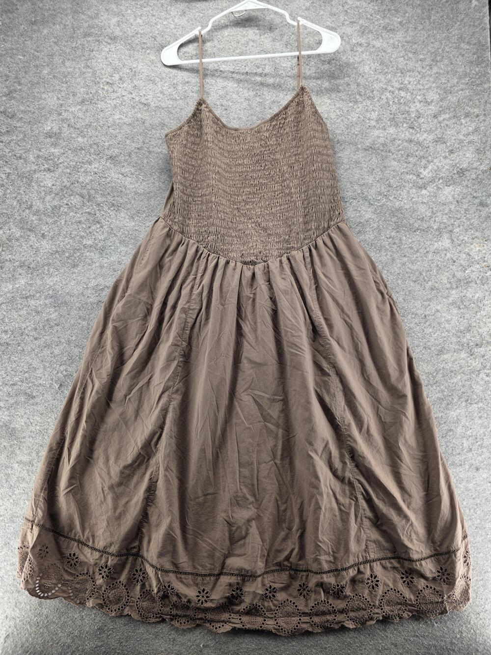 American Eagle Outfitters Dress Womens XL Brown Sundress Maxi Smocked